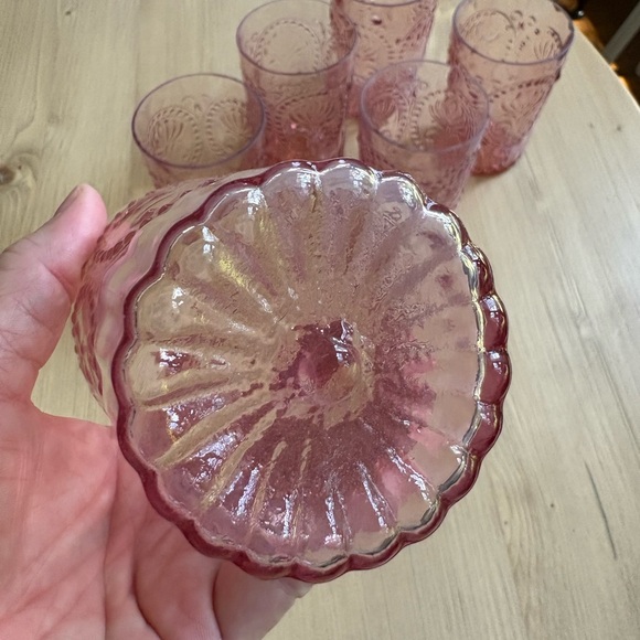 Anthropologie Large Pink Bohemian Glass Tumblers (Set of 6) - Picture 10 of 11